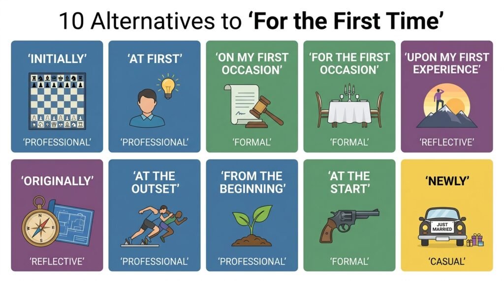 10 alternatives to for the first time with tone and usage examples