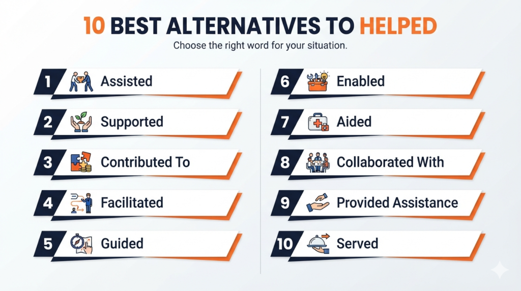 10 professional alternatives to helped including assisted supported and guided
