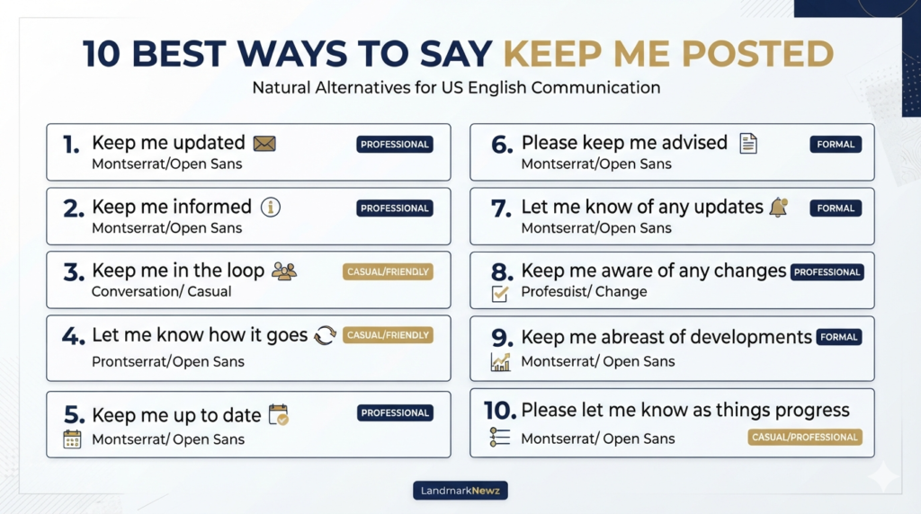 10 alternatives to say keep me posted in professional and casual communication