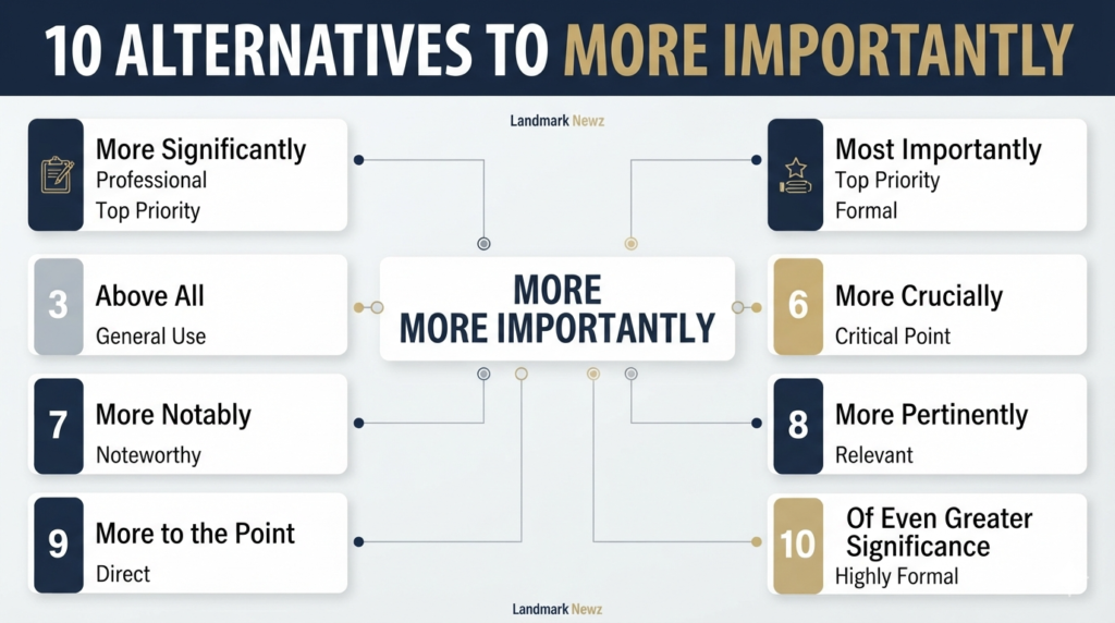 10 alternatives to more importantly for professional and formal English