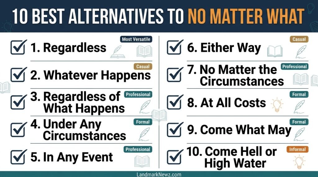 10 alternatives to no matter what including regardless and whatever happens