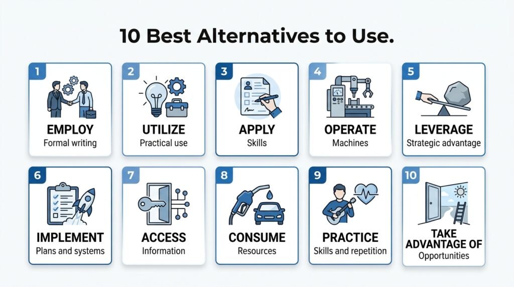 Ten alternatives to use organized by meaning and context