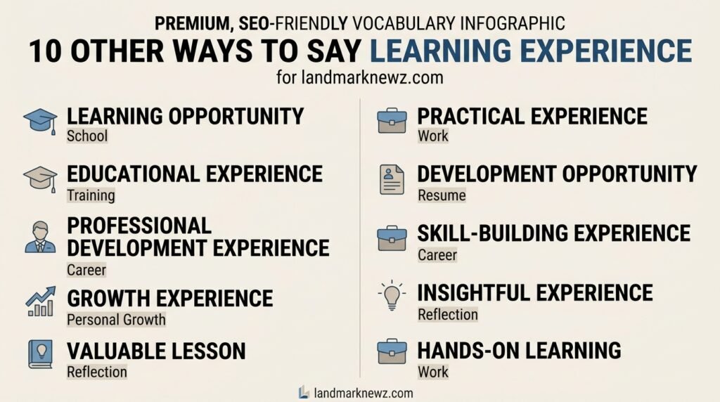 10 other ways to say learning experience infographic