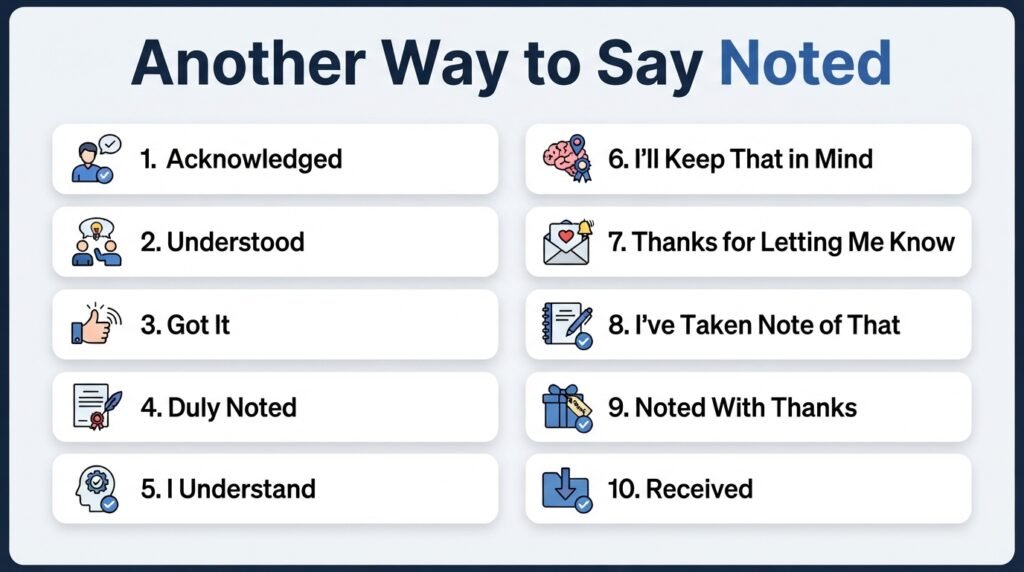 10 other ways to say noted in professional and casual English