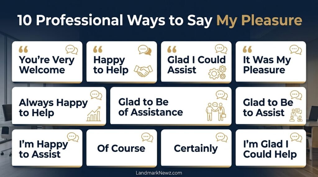 10 professional ways to say my pleasure in workplace communication