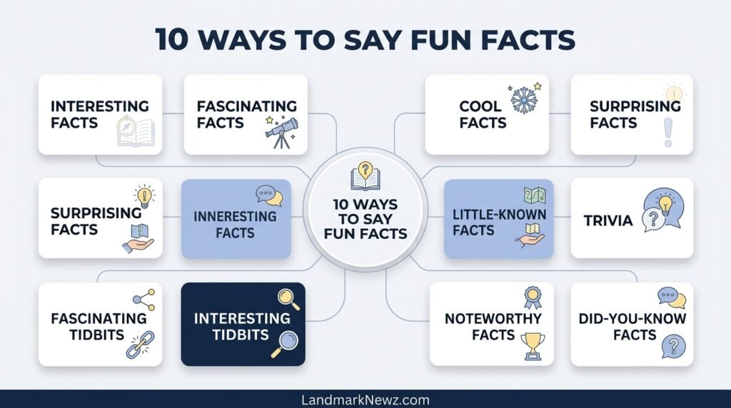 10 ways to say fun facts including interesting facts and trivia
