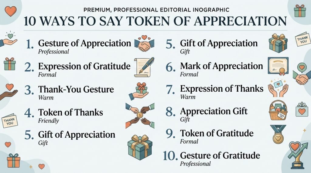 10 alternatives to token of appreciation including gesture of appreciation and expression of