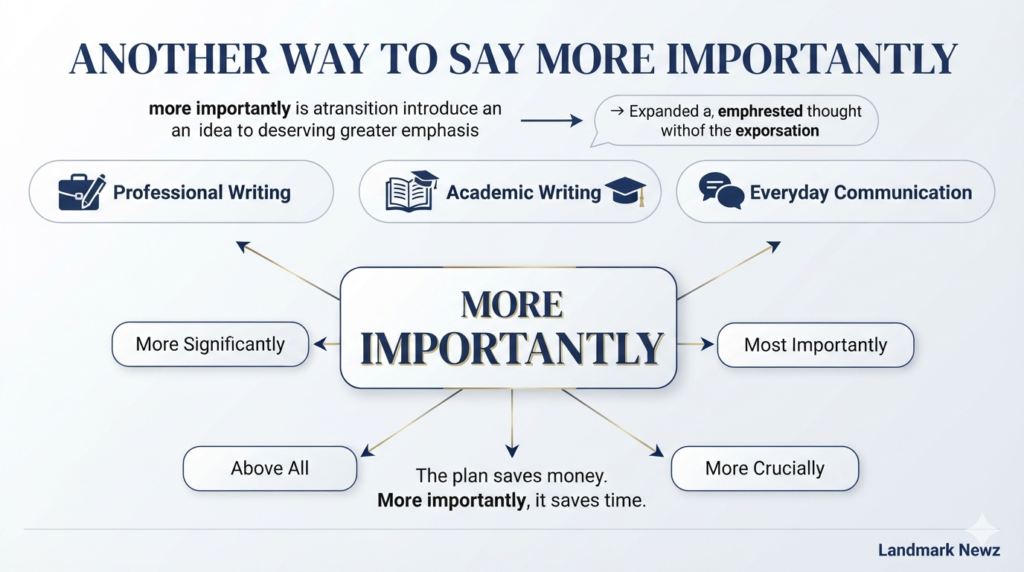 Meaning and common uses of another way to say more importantly