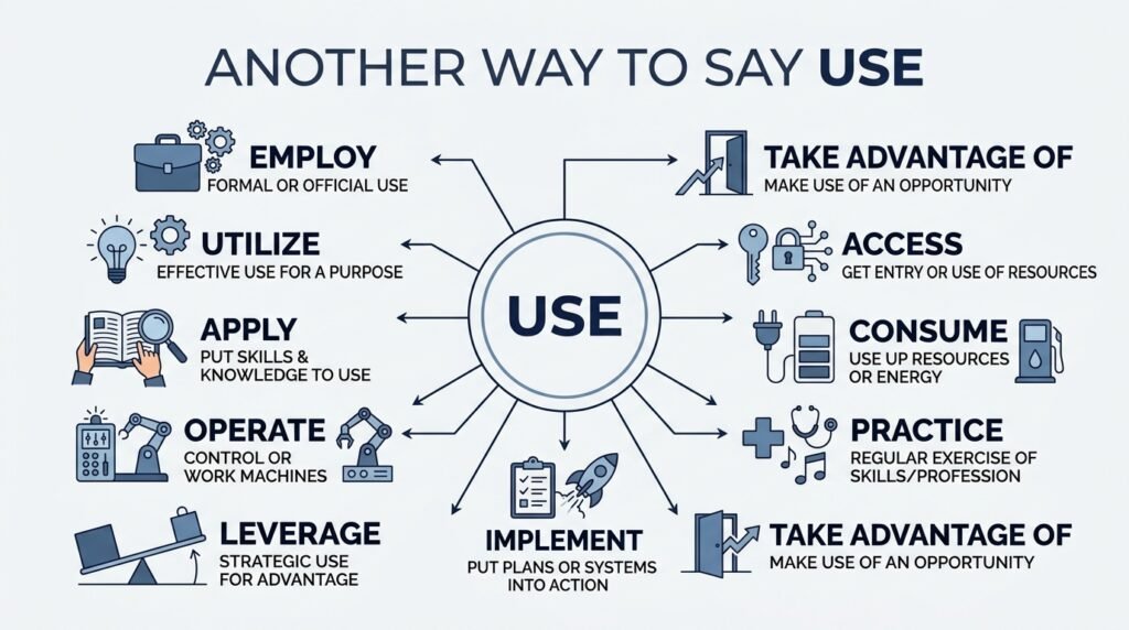 Another way to say use with common synonyms and meanings
