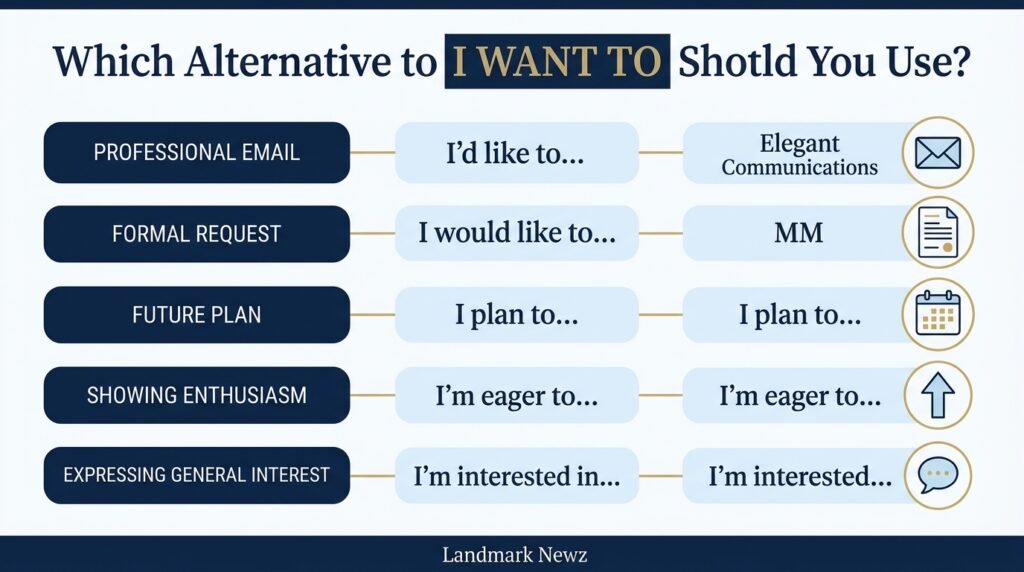 Best alternative to I want to for different writing situations