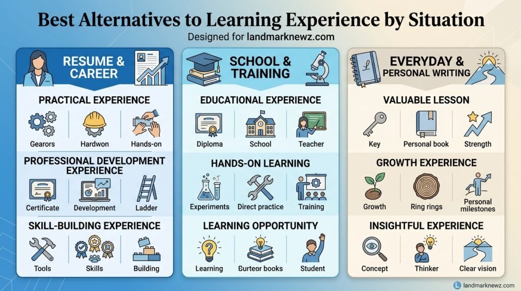 Best alternatives to learning experience for resumes work school and everyday writing