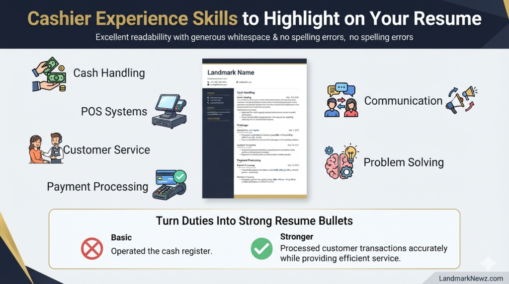Cashier experience skills to highlight on a resume