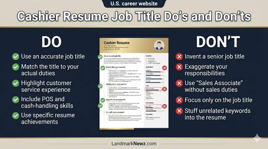 Cashier resume job title dos and don'ts