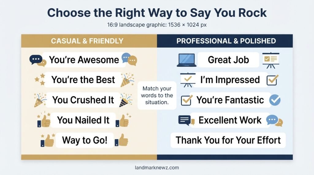 Casual and professional alternatives to saying you rock