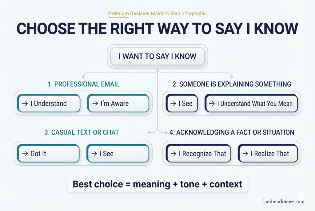 How to choose the right alternative to I know for professional and casual situations