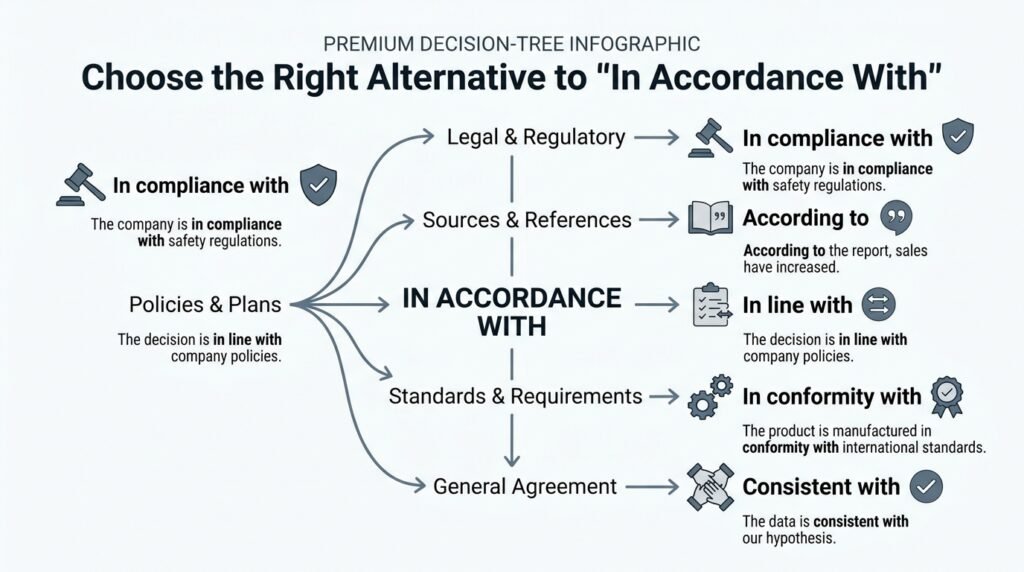 Context-based guide to choosing the right alternative to in accordance with