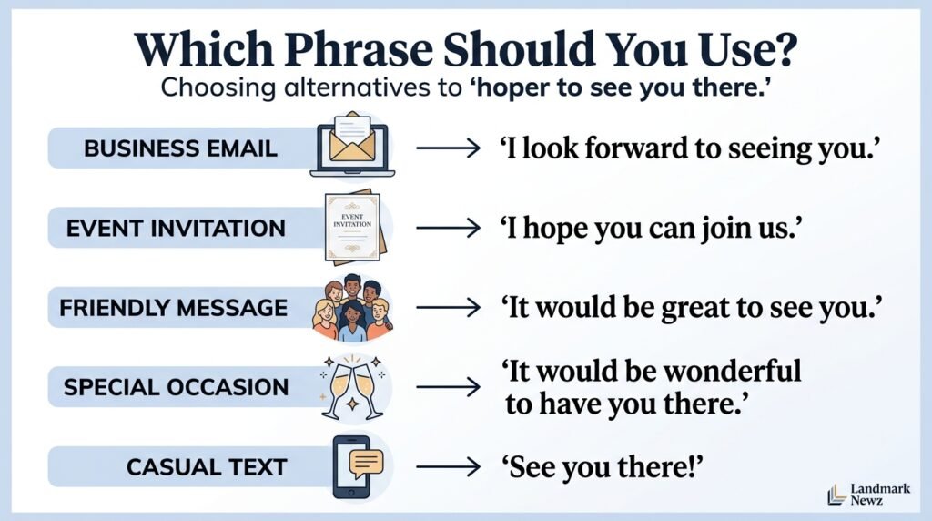 How to choose the right phrase instead of hope to see you there