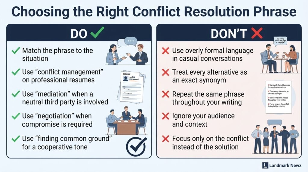 Dos and don’ts for choosing conflict resolution alternatives in professional communication