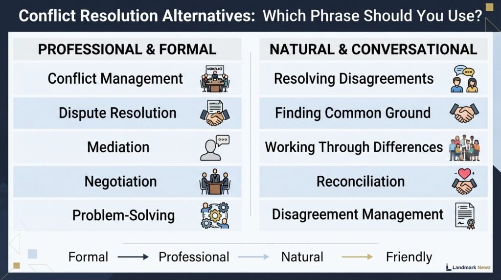 Professional and casual alternatives to conflict resolution for workplace communication