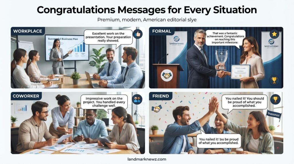 Congratulations messages for workplace, formal, coworker, and friendly situations