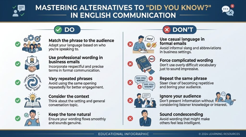 Do’s and don’ts for using alternatives to did you know