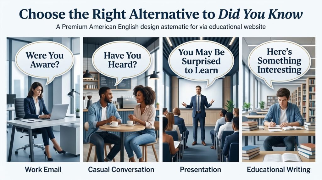 Examples of alternatives to did you know for different situations
