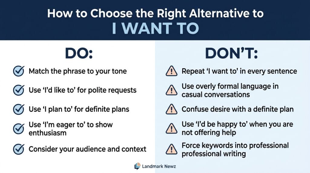 Dos and don’ts for using alternatives to I want to