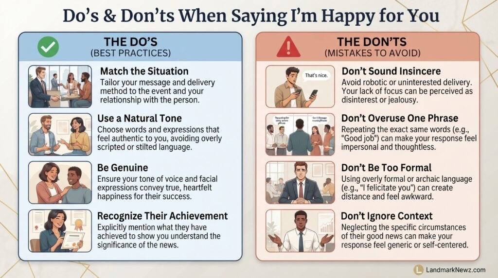 Dos and don'ts for choosing another way to say I'm happy for you