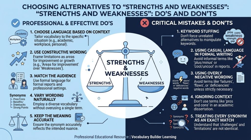 Dos and don’ts for choosing alternatives to strengths and weaknesses
