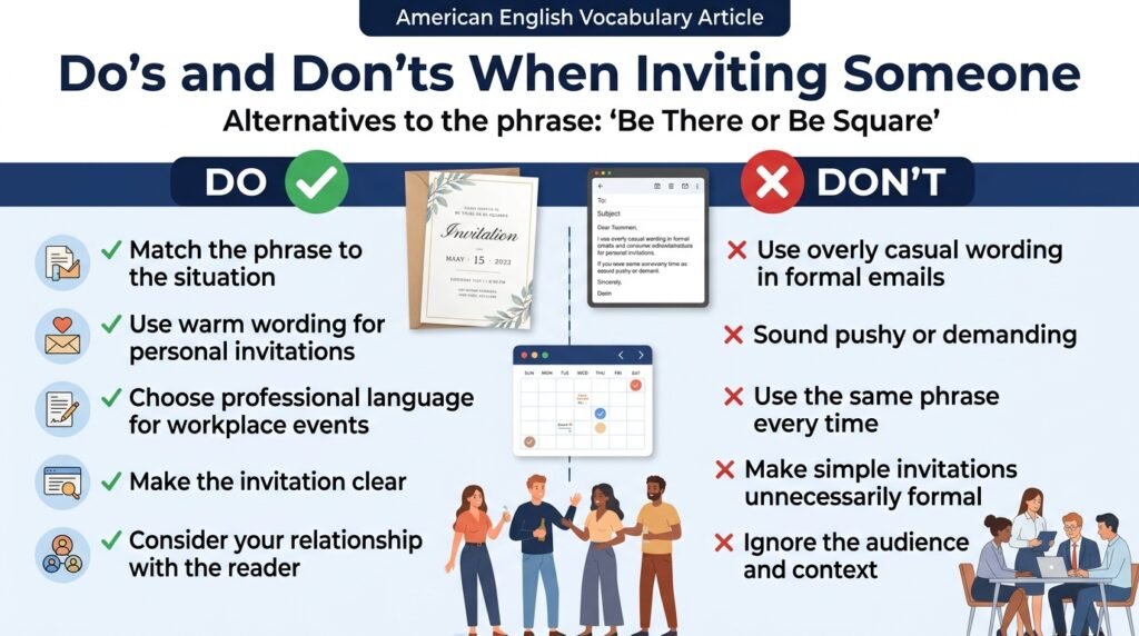 Do’s and don’ts for using alternatives to be there or be square