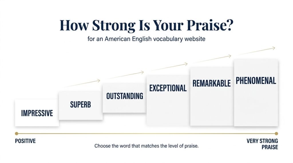 Strength scale showing different ways to say excellent