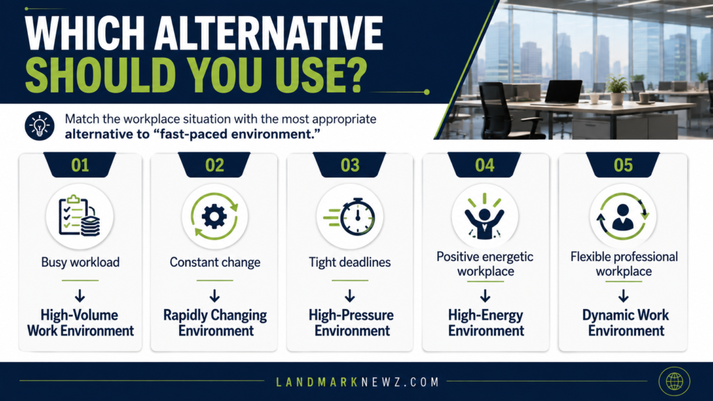 Comparison of alternatives to fast-paced environment by workplace situation