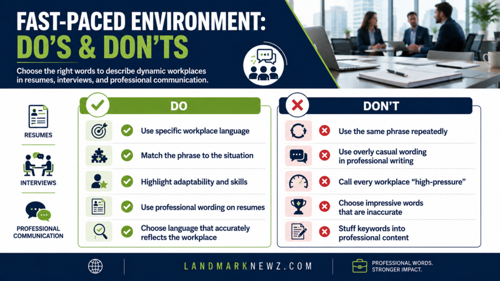 Comparison of alternatives to fast-paced environment by workplace situation