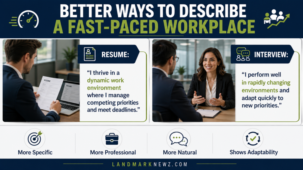 Professional alternatives to fast-paced environment for resumes and interviews