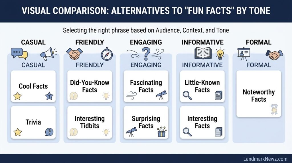 Comparison of fun facts alternatives by tone and usage
