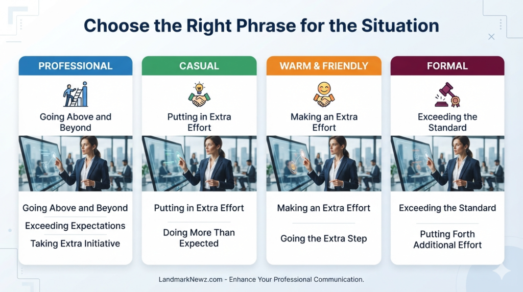 Professional and casual alternatives to going the extra mile by tone