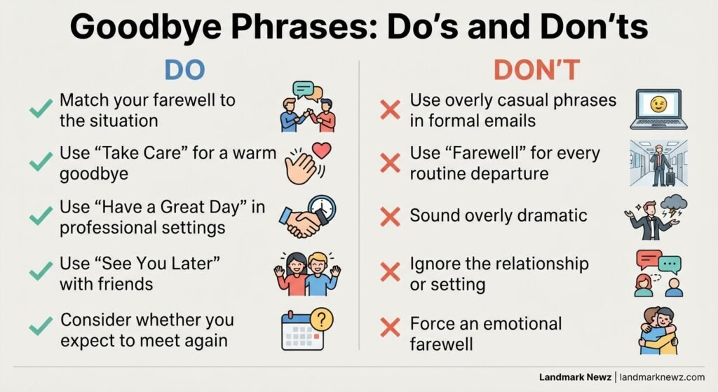 Goodbye phrases do’s and don’ts for choosing the right farewell expression
