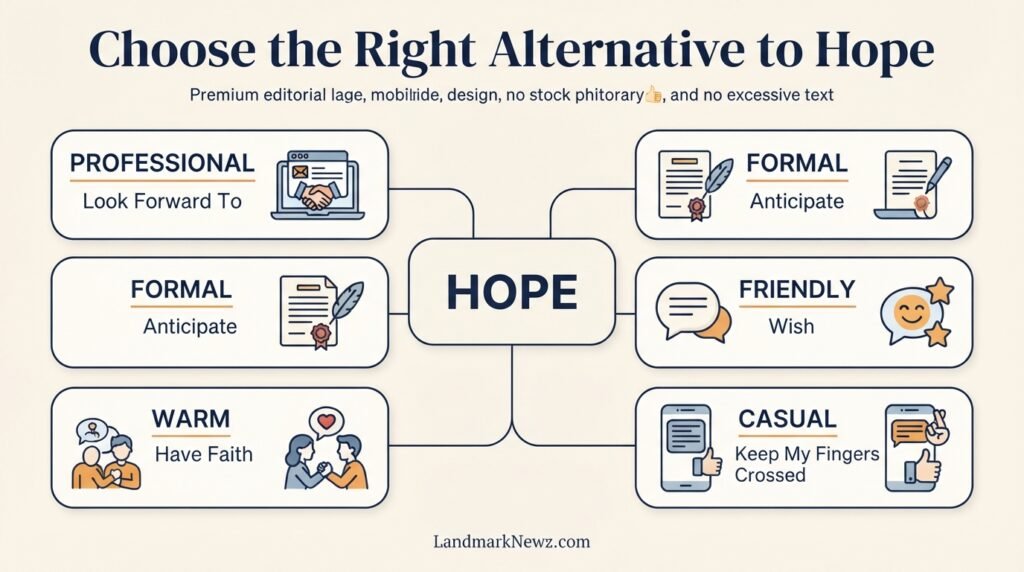 Tone guide showing professional, formal, friendly, warm, and casual alternatives to hope