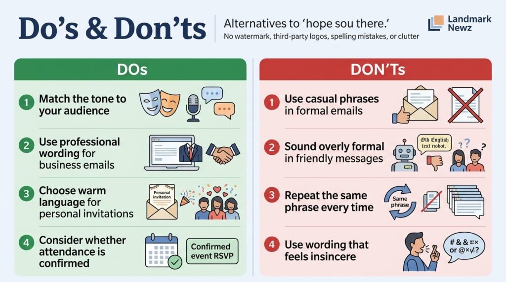 Dos and don’ts when using hope to see you there in emails