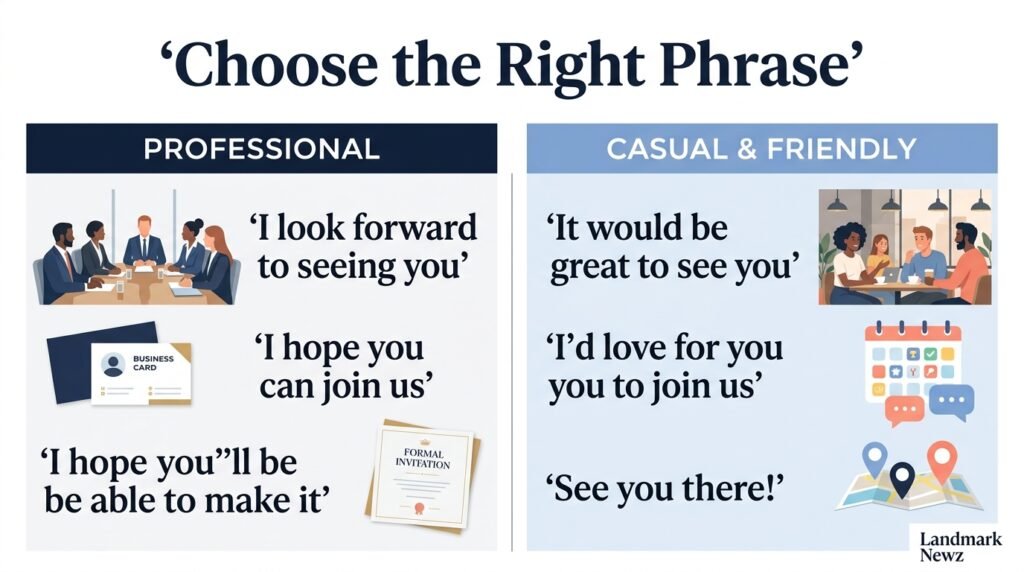 Professional and casual alternatives to hope to see you there
