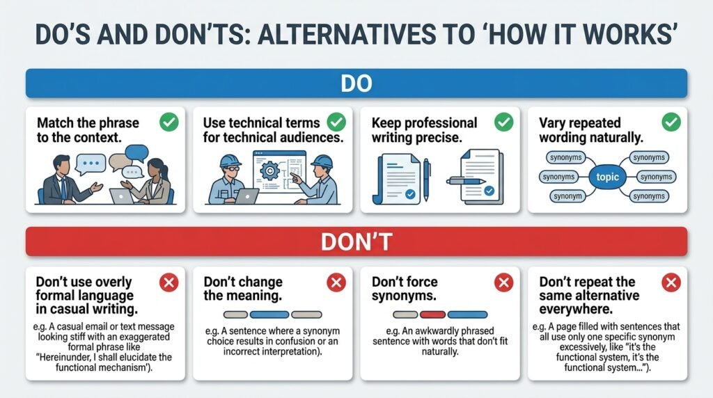 Dos and don’ts for using alternatives to how it works