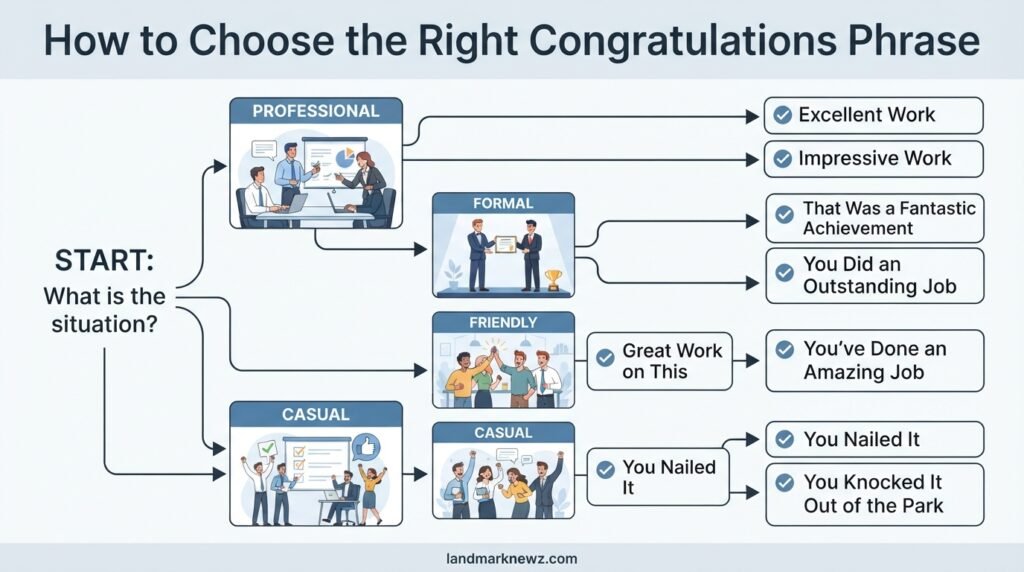 How to choose the right congratulations phrase for professional and casual situations