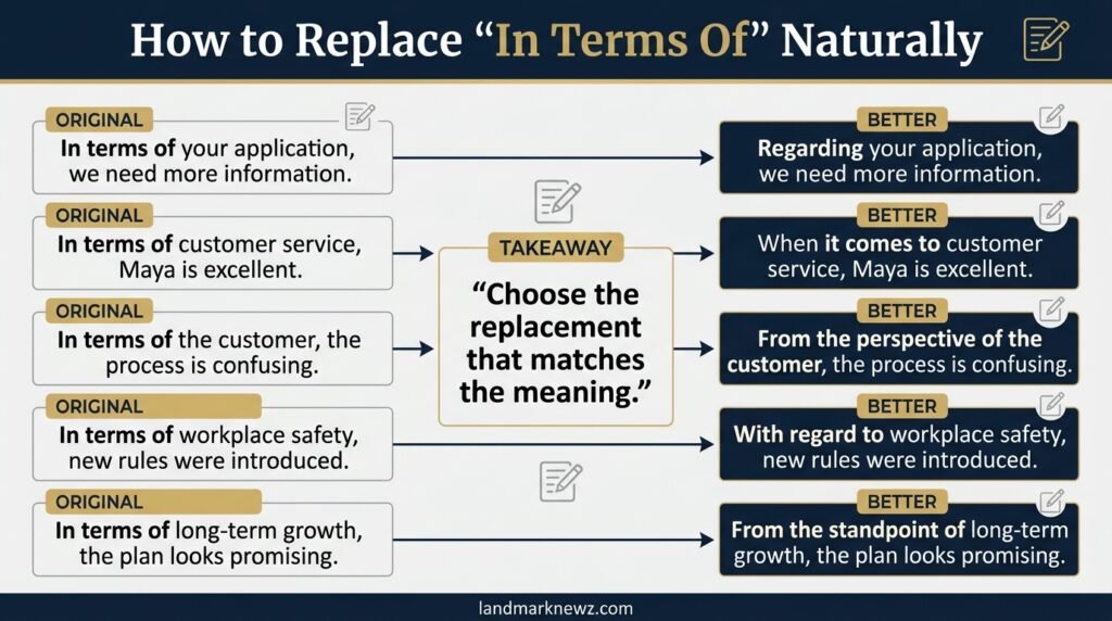 Sentence examples showing how to replace in terms of with natural alternatives