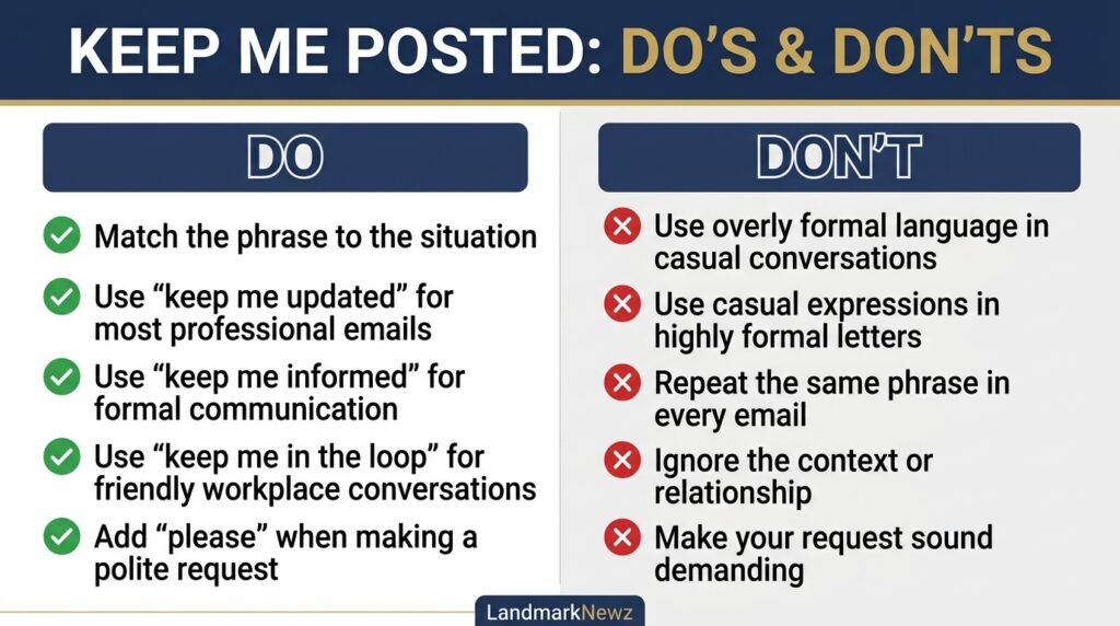 Dos and don'ts for using alternatives to keep me posted