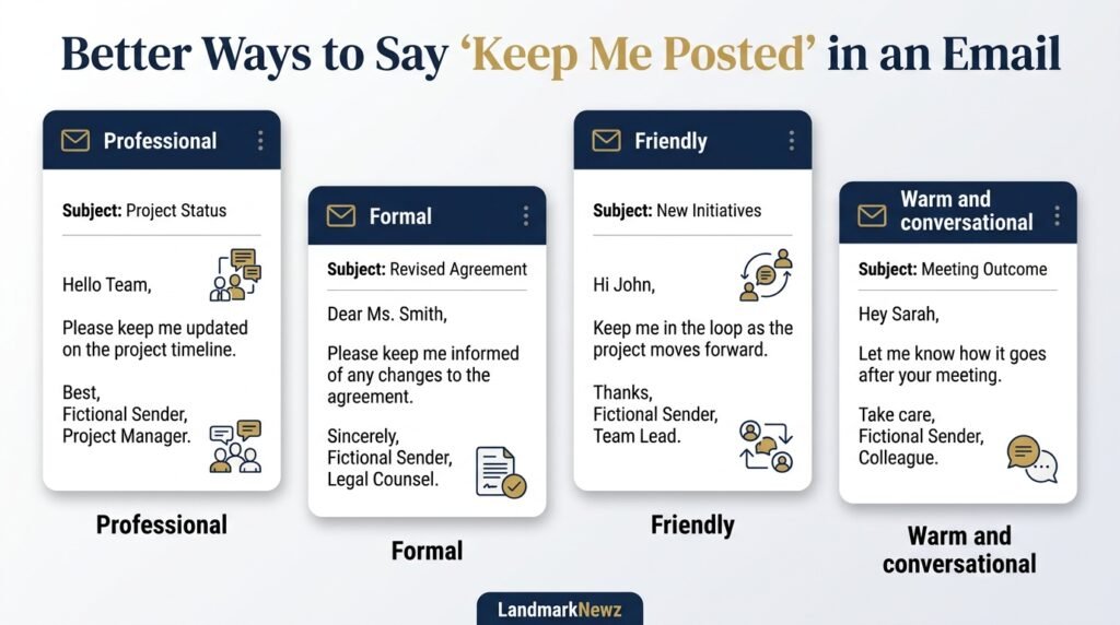 Professional email examples using alternatives to keep me posted