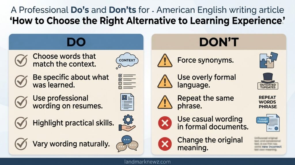 Dos and don’ts for choosing alternatives to learning experience
