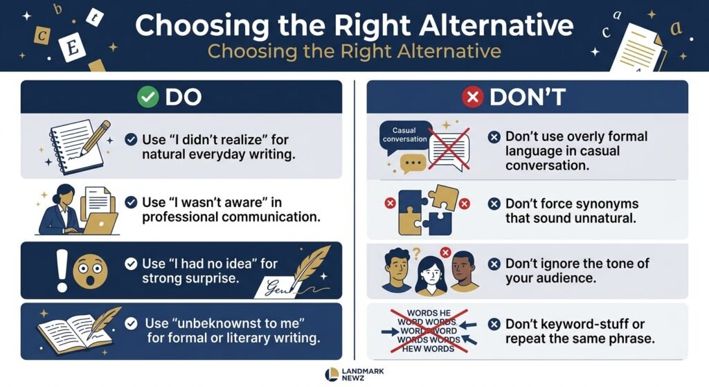Dos and don'ts for choosing alternatives to little did I know