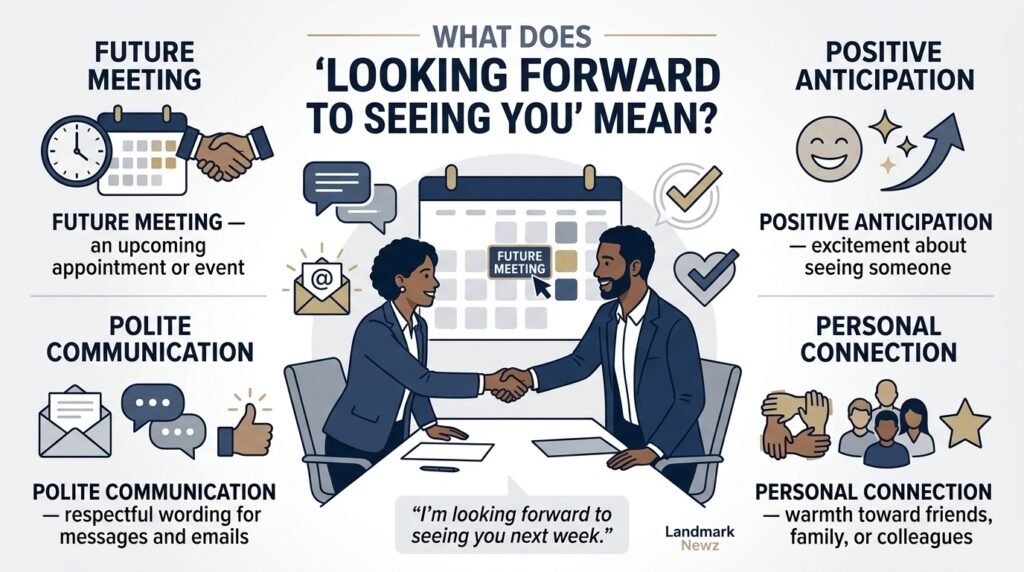 Meaning of looking forward to seeing you as positive anticipation about a future meeting
