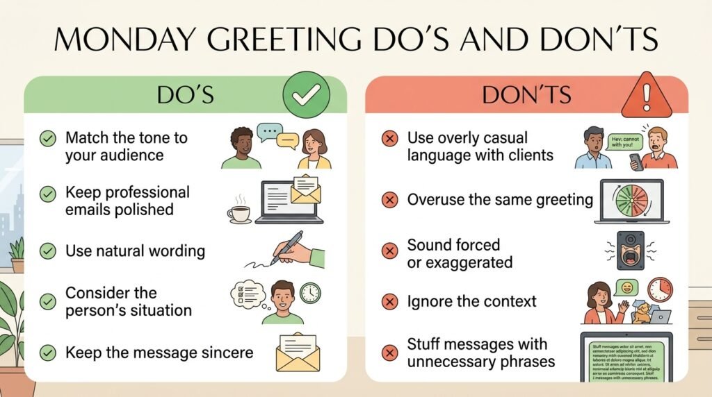 Do’s and don’ts for choosing the right Monday greeting