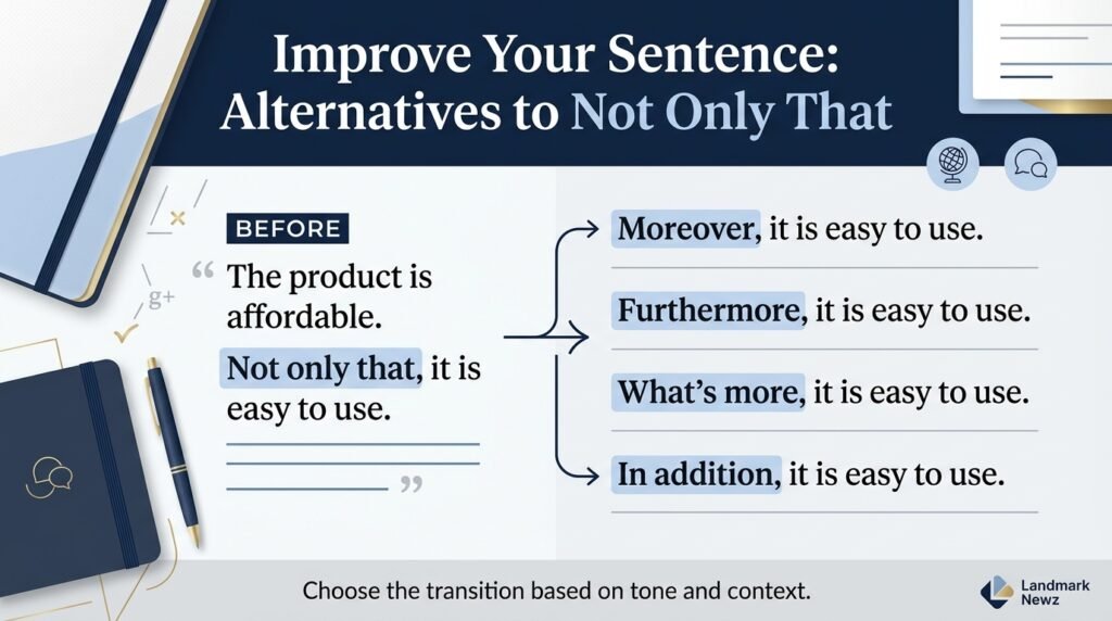 Sentence examples showing alternatives to not only that in English